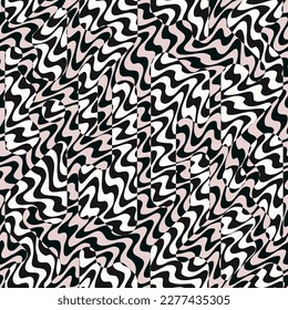 Black and white wavy lines. Seamless pattern