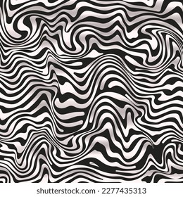 Black and white wavy lines. Seamless pattern