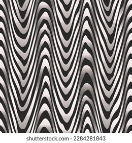 Black and white wavy lines. Seamless pattern