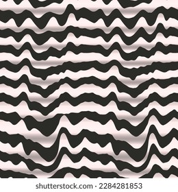 Black and white wavy lines. Seamless pattern