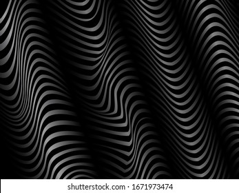 Black and White Wavy Lines Vector Background for Decorative Print
