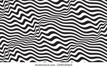 Fondo vectorial de las líneas onduladas en blanco y negro para propósitos decorativos. Ilustración de la línea ondulada del vector. patrón de línea ondulada abstracta en blanco y negro. Onda desnuda en blanco y negro. 