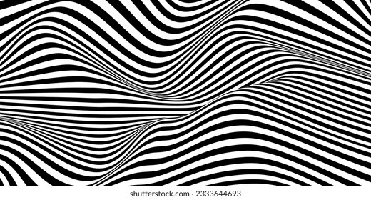 black and white wavy optical lines