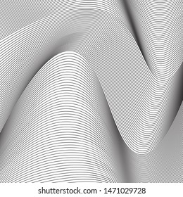 black and white wavy pattern. abstract vector background 