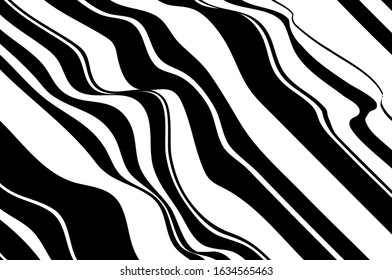 Black and white wavy pattern. Animal zebra print.