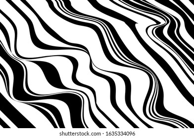 Black and white wavy pattern. Animal zebra print.