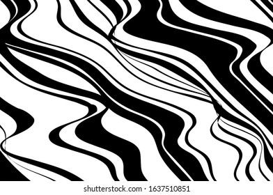 Black and white wavy pattern. Animal zebra print.