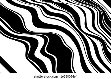 Black and white wavy pattern. Animal zebra print.