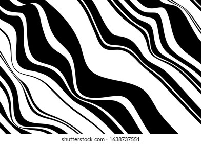 Black and white wavy pattern. Animal zebra print.