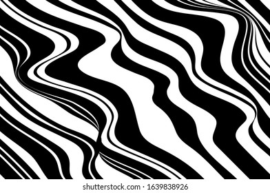 Black and white wavy pattern. Animal zebra print.