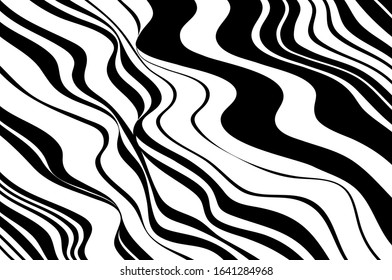 Black and white wavy pattern. Animal zebra print.