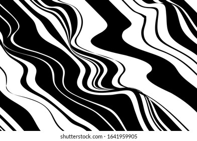 Black and white wavy pattern. Animal zebra print.