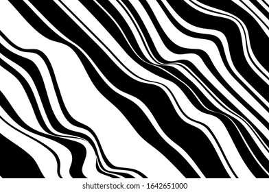 Black and white wavy pattern. Animal zebra print.