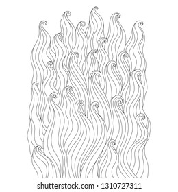 Black and white wavy pattern, design element. Hand drawn doodle style. Template for card, invitation or poster.