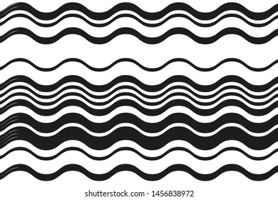 Black and white wavy pattern. Vector illustration