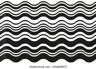 Black and white wavy pattern. Vector illustration