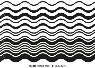 Black and white wavy pattern. Vector illustration