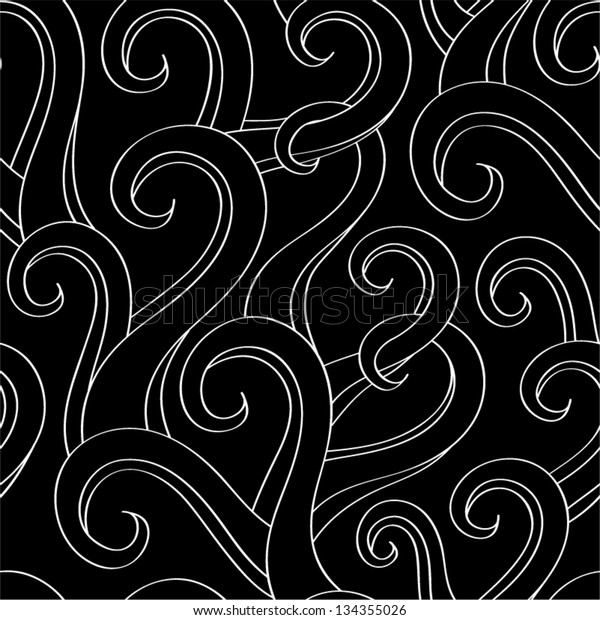 Black White Wavy Seamless Pattern Stock Vector (Royalty Free) 134355026