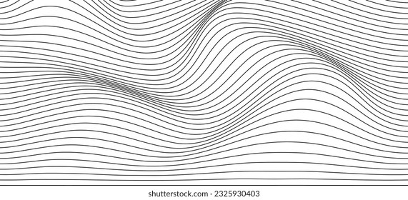 black and white wavy stripes background. Vector illustration