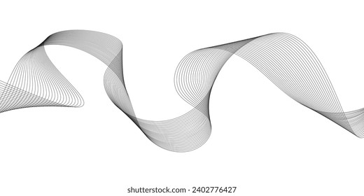 black and white wavy stripes background. Vector illustration