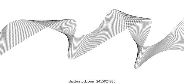 black and white wavy stripes background. Vector illustration