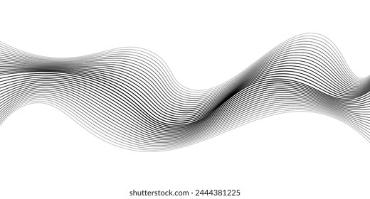 black and white wavy stripes background. Vector illustration
