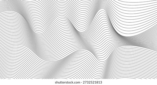 black and white wavy stripes background. Eps10