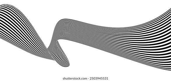 black and white wavy stripes banner