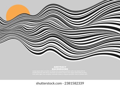 Black and white wavy stripes or lines design. Abstract background