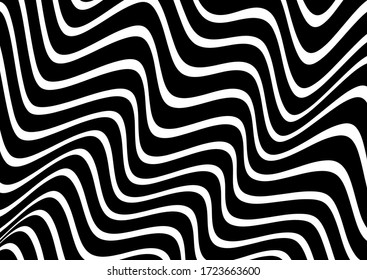 Black and white wavy vector,Stripes line curves background. Abstract line design. 
