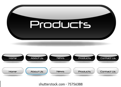 Black and white web buttons