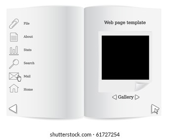 Black and white web page template, vector