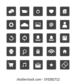 Black and White Website Vector Icons Set 