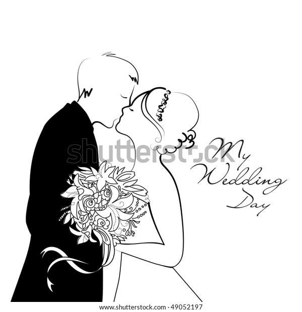 Black White Wedding Background Stock Vector Royalty Free 49052197