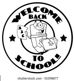 Black White Welcome Back School Pencil Stock Vector (Royalty Free ...