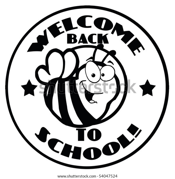 Black White Welcome Back School Bee Stock Vector Royalty Free