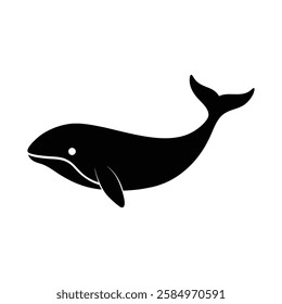 a black and white whale icon on a white background