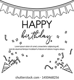 Black and White Whimsical Birthday Greeting Template