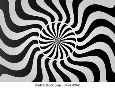 Black and white whirl circular motion background. 
