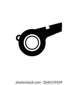 Black and white whistle icon sport referee signal.