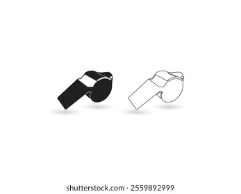 Black and white whistle icon vector illustration for print, web, mobile and web on white background