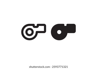 Black and white whistle icons for sports and alert Vector