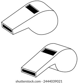 Black and white whistle vector clipart. Whistle line art