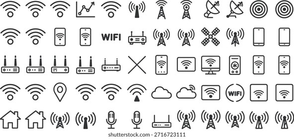 Preto-e-branco da tecnologia Wi-Fi e dispositivos WiFi