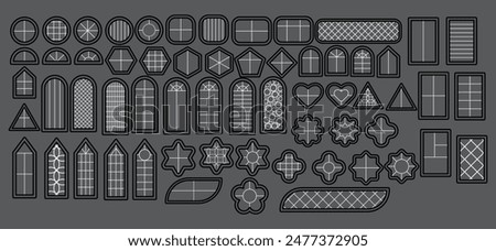 Black and white window flat. Vector illustration.