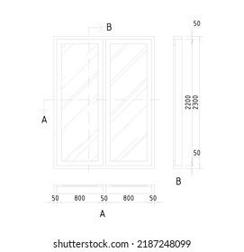 Black White Window Sketch Dimensions Window Stock Vector (Royalty Free ...