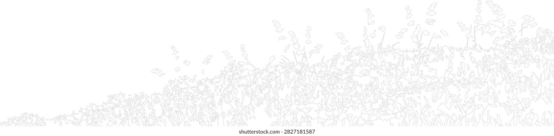 Black and white of a windswept tree a grassy hill with sparse bushes nature. vector design