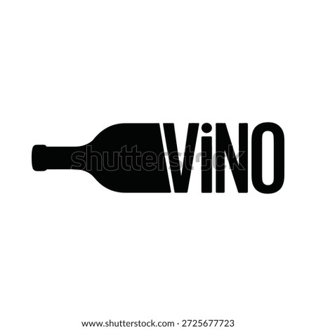 Black and white wine bottle logo with vino text