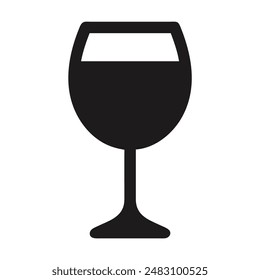 Black and white wine glass icon. Vector illustration