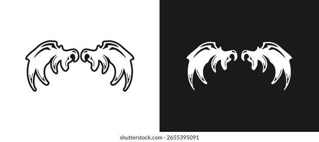 black and white wing silhouette vector design. wing element design